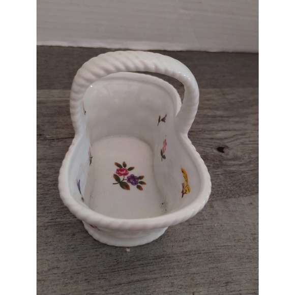 Butterflies and Flowers Vintage Irice Ceramic Basket Made fin Japan - Picture 4 of 8